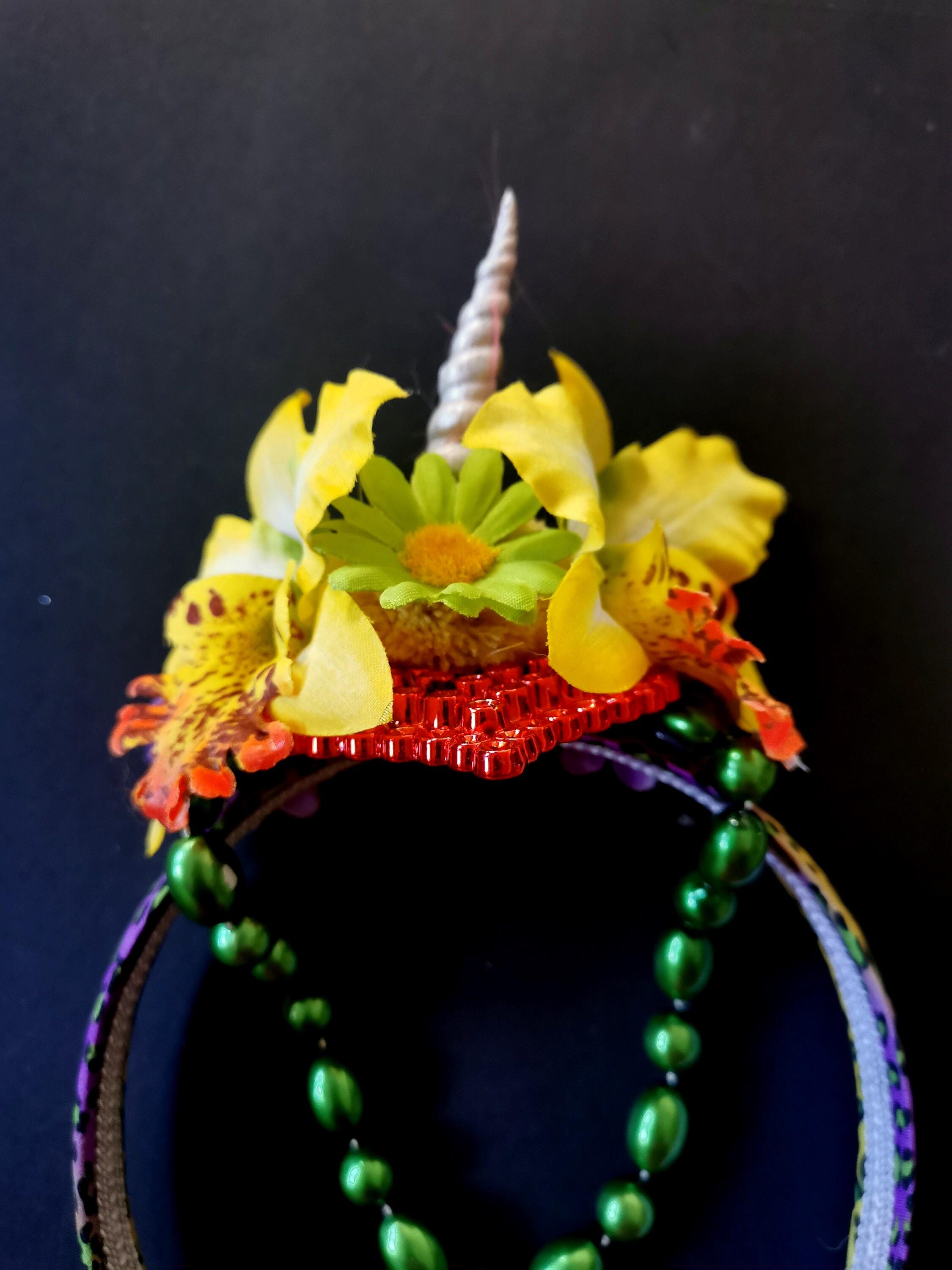Unicorn ? FLOWER HEADBAND festival ITEM  *NWT* Festival Unicorn Horn Headband, Sparkly Heart & Orchids - Etsy main image 3