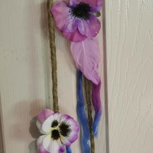 Floral Synthetic Dreadlock Hair Falls: Lilac Purple Festival Hair Clip
