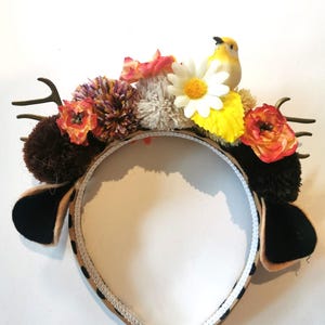 Florales Festival Haarband: Faune Ohren, Geweih & Vogel Dekor
