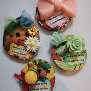 Kitsch Kitchen Fridge Magnets: Handmade Collage Art