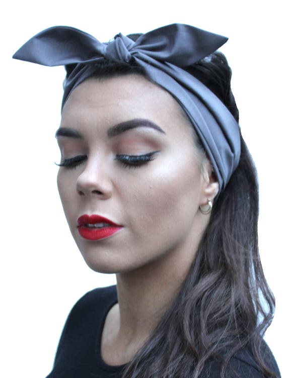 Grey 1950s Style Head Scarf Etsy