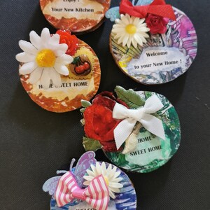 Kitsch Collage Art Fridge Magnets: New Home Gift
