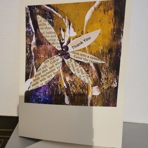 Biglietto di ringraziamento Art on a Card Collage su acrilico gelli stampa 3D. Carte uniche e originali fatte a mano realizzate dall'artista britannico. carta riciclata.