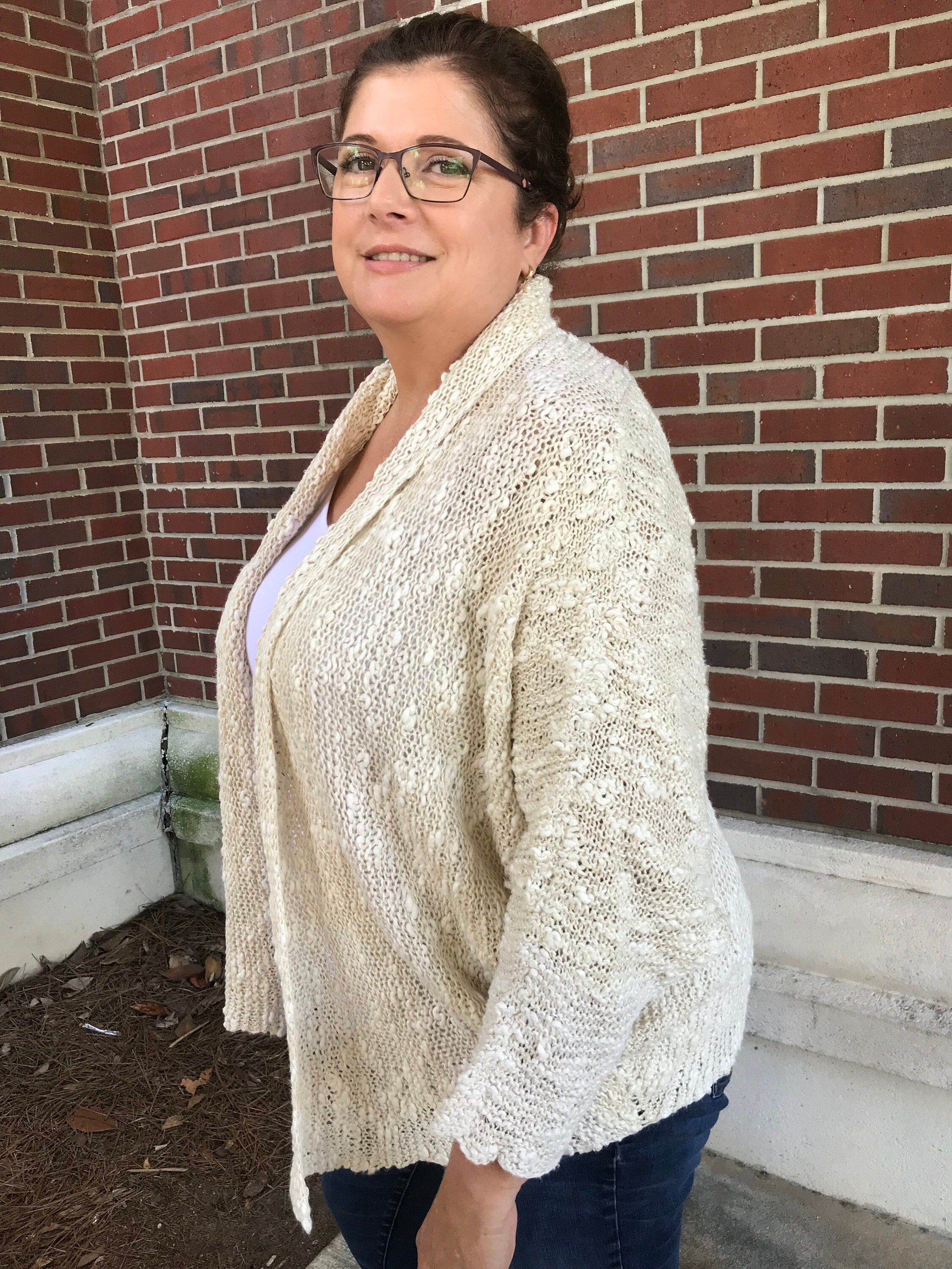 White Hand Knit Cotton Linen Blend Vest 