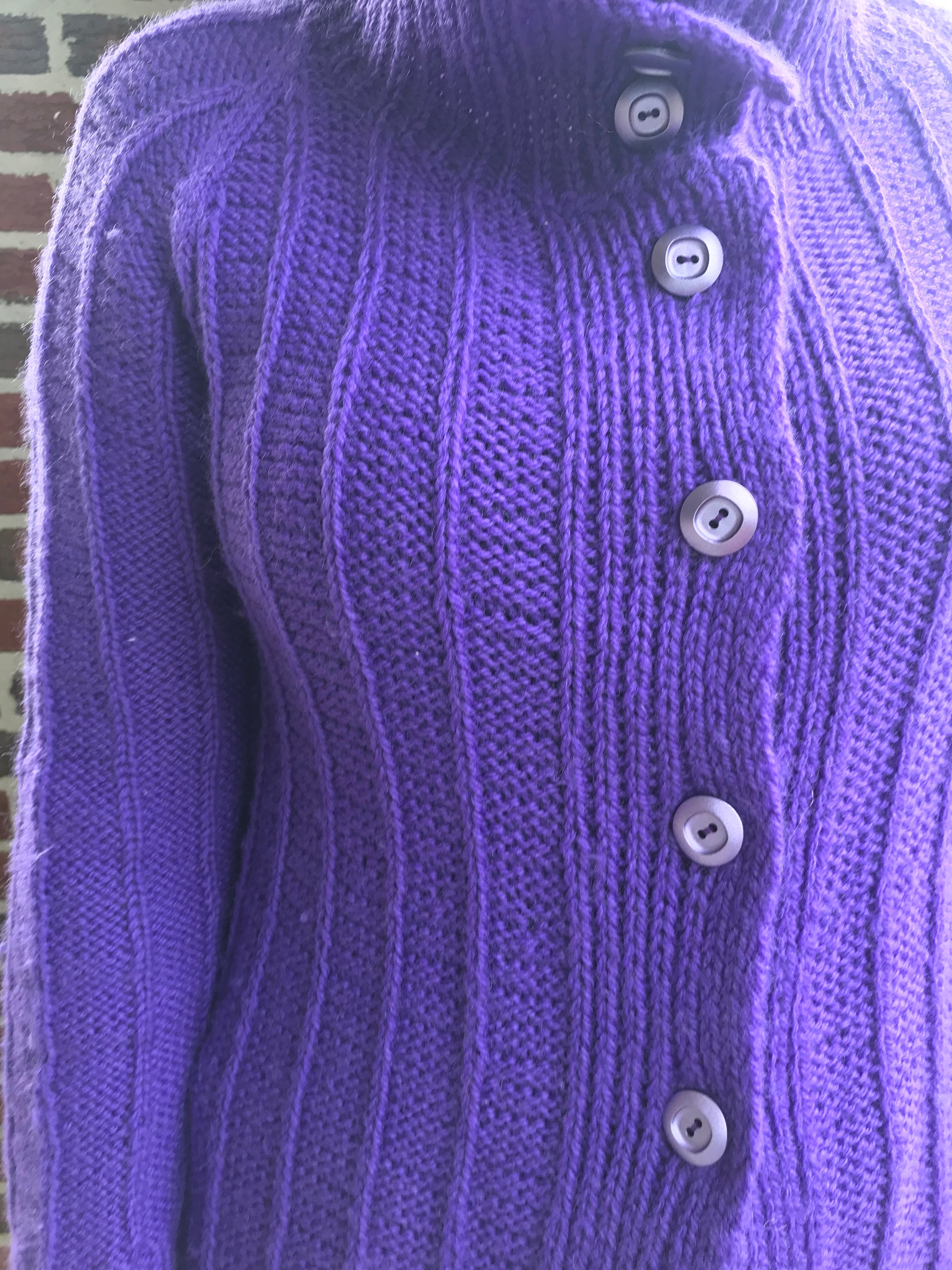 Purple Violet Hand Knit Wool Cardigan Long Sleeves and Etsy Singapore