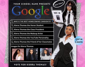 Prom Queen Flyer, Prom Campaign Flyer, Vote for Me Template (Digital Download))