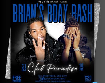 Men's Birthday Party Flyer, Birthday Evite Flyer Template, Party Invitation (Digital Download)