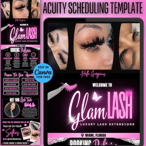 Lash Tech Acuity Scheduling Template: Pink & Black Website (Canva Editable)