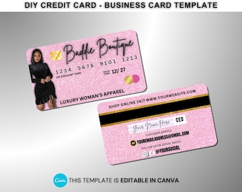 Credit Card Business Card Template, QR Code Business Card, Hair Stylist, Nail & Lash Tech, Braider Marketing