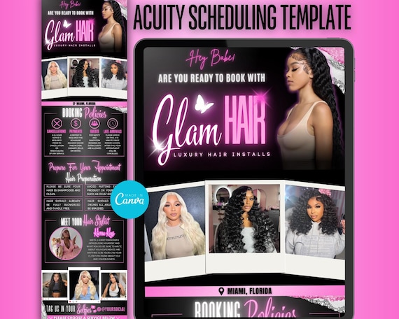 Acuity Scheduling Template: Hair, Lash, Nail, Braid, Makeup, Beauty Booking Website (Digital Download) | Canva Template