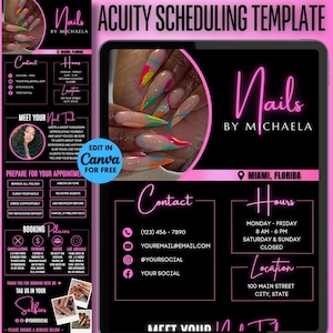 Acuity Scheduling Template | Nail Tech Acuity Scheduling Website | Acuity Scheduling Hair, Lash Tech, MUA Acuity Booking Website, Pink Black