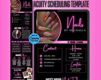 Nail Tech Acuity Scheduling Template, Booking Website Template Canva Editable Site