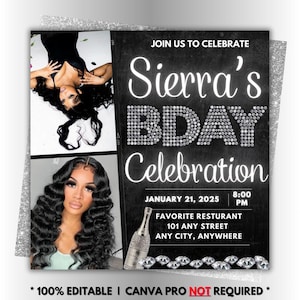 Birthday Flyer, Happy Birthday Flyer, Birthday Party Evite, Birthday Girl Party, Birthday Event Invitation, Adult Party Club Promotion Flyer