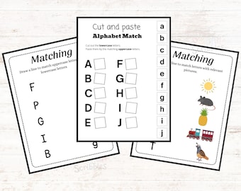 Alphabet Matching Worksheets for Preschool | Uppercase Lowercase Letter Recognition | Cut and Paste Alphabet Activities