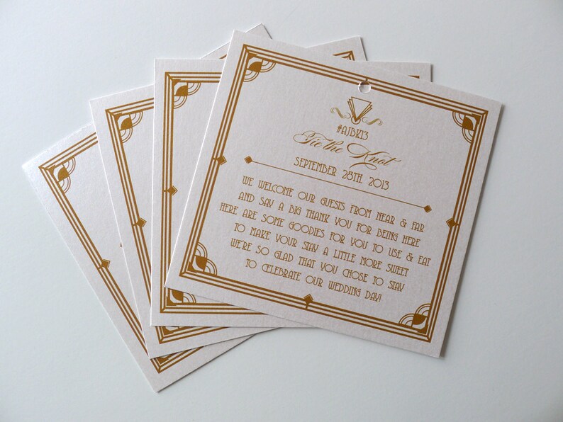 Great Gatsby Inspired Welcome Gift Tags