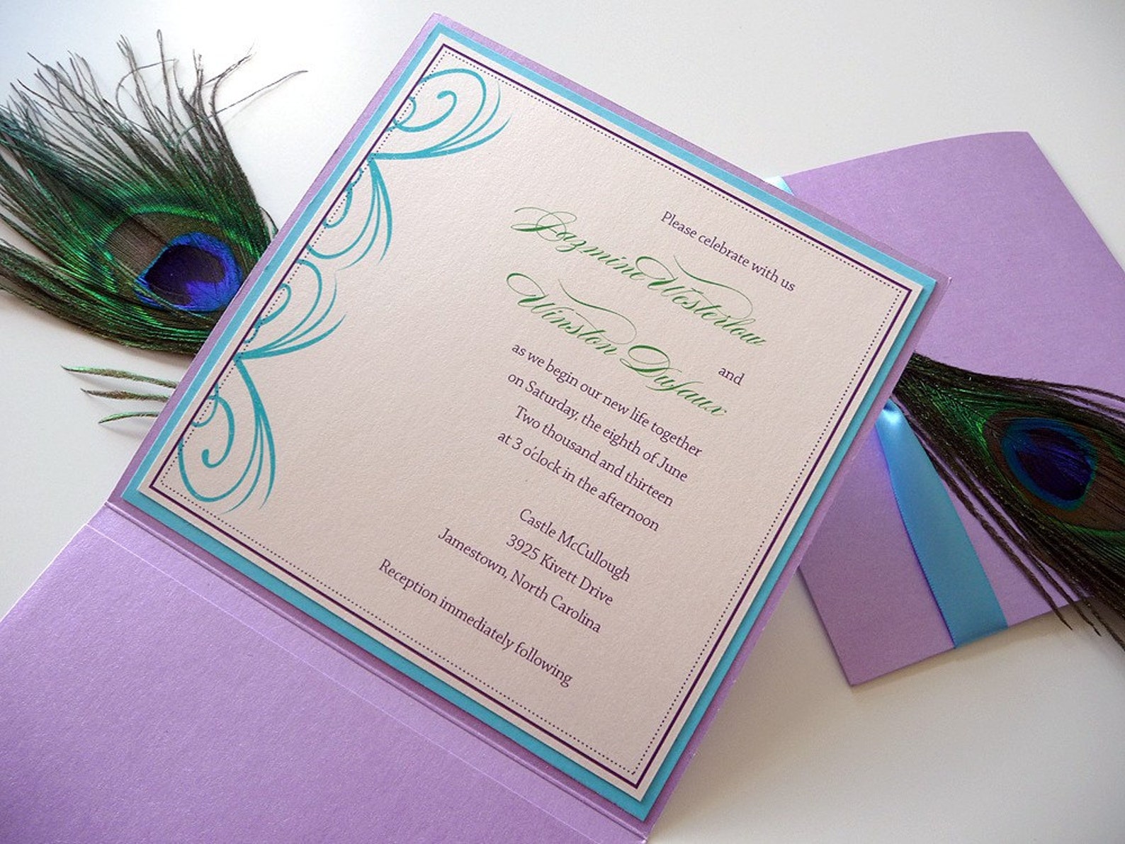 Peacock Inspired Wedding Invitations | Etsy