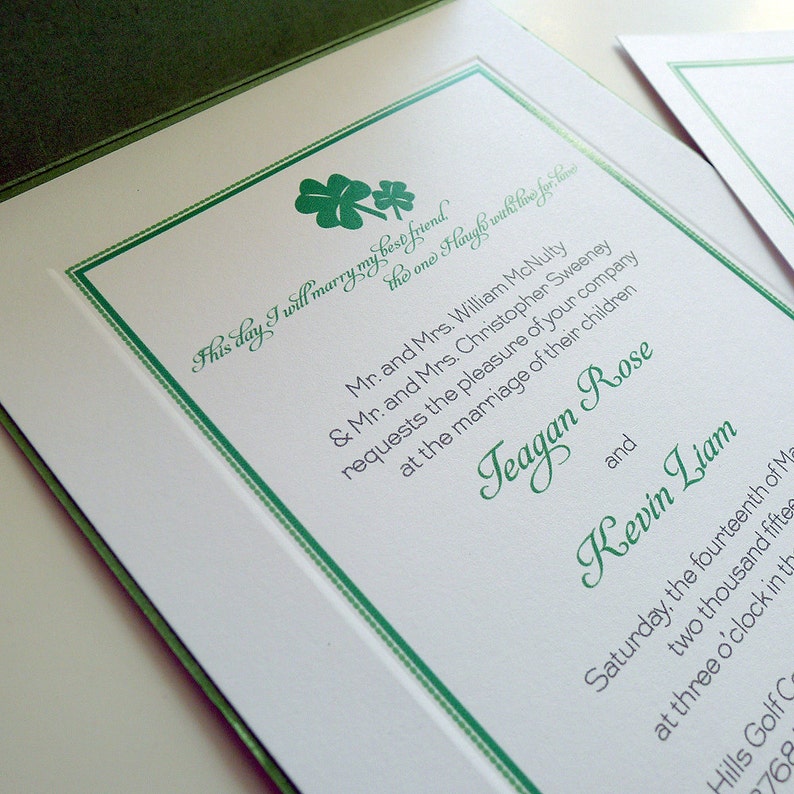 Shamrock Wedding Invitations Etsy