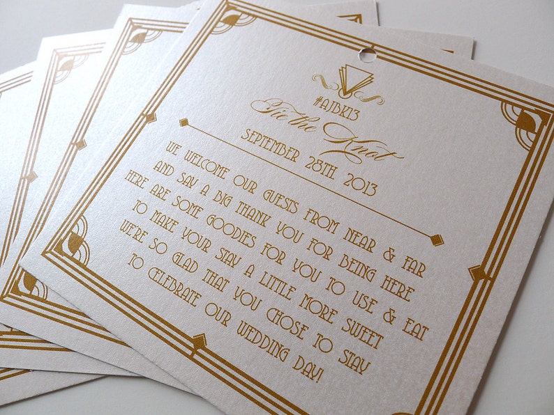 Great Gatsby Inspired Welcome Gift Tags