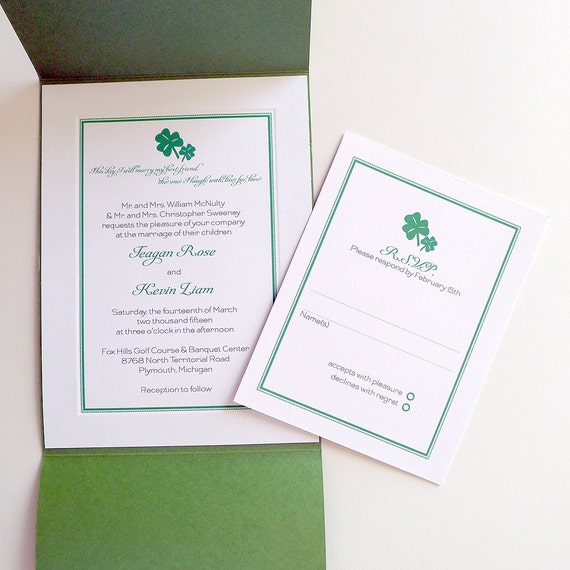 Shamrock Wedding Invitations Etsy
