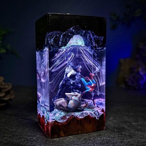 Venom Resin Lamp, Super Hero and Venom Resin Lamp, Night Light Bedroom Lamp, Spider man Resin Lamp, Light Gift For Father, Him