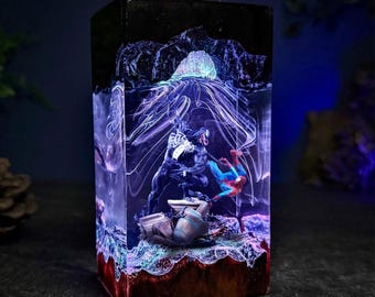 Venom Resin Lamp, Super Hero and Venom Resin Lamp, Night Light Bedroom Lamp, Spider man Resin Lamp, Light Gift For Father, Him