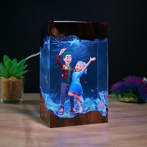 Dawn of the Vampires Resin Lamp, Zombies 4 3D Light Block, Horror Gamer Decor, Halloween Night Light, Undead Couple Gift