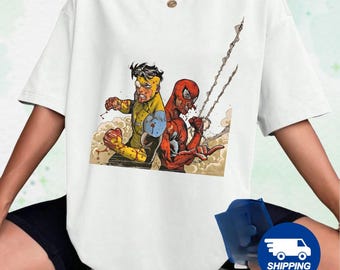 Invincible and Spiderman Shirt, Invincible Mark Superhero Shirt, Superhero Costume, Comic Book Fan Gift, Gift For Boyfriend