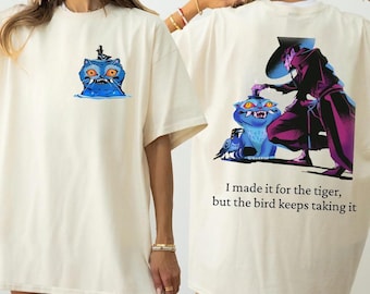 I Made It For The Tiger Oversized T-Shirt, Funny Demon Hunter Shirt, Blue Cat Anime Tee, Kpop Tiger Graphic Shirt