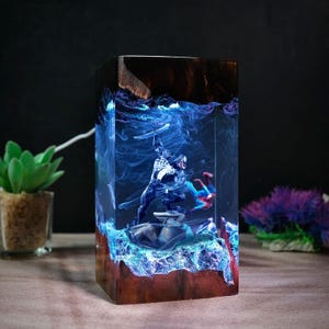 Spiderman Resin Lamp, Super Hero and Venom Resin Lamp, Night Light Bedroom Lamp, Spider man Resin Lamp, Light Gift For Father, Him