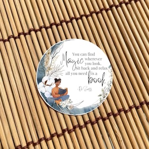 Whimsical Reading Woman Sticker with Dr. Suess Quote