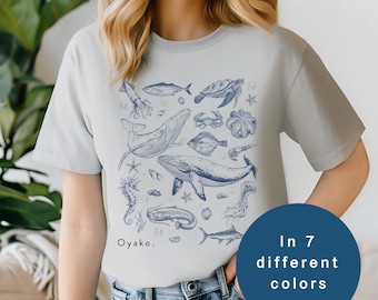 Vintage jaren 90 Sea Animals T-shirt: Retro Ocean Life T-shirt