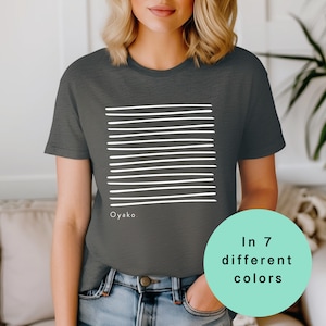 Japanese Striped Tee: Unisex Line Art T-Shirt
