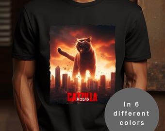 Catzilla Cat Godzilla T-Shirt: Japanese Streetwear Cat Kaiju Tee - Tokyo Gift