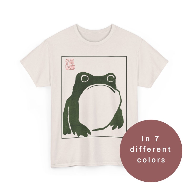 Grumpy Frog T-shirt: Japansk streetwear, Matsumoto Hoji-konst Ice Grey