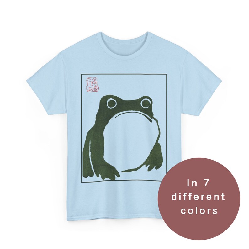Grumpy Frog T-shirt: Japansk streetwear, Matsumoto Hoji-konst Light Blue