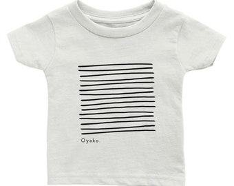 Oyako Shimashima Stripe Classic Baby Crewneck T-shirt White