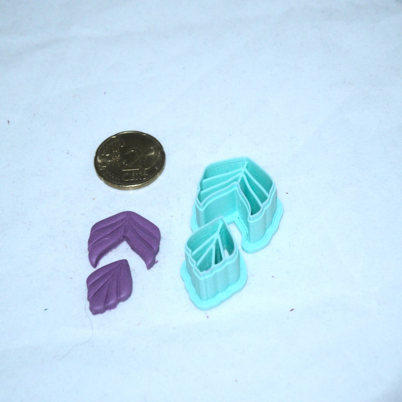 Two piece leaf earring polymer clay cutters 3D printed 1