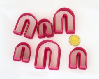 U-shaped polymer clay cutters, 3D printed (in inches)