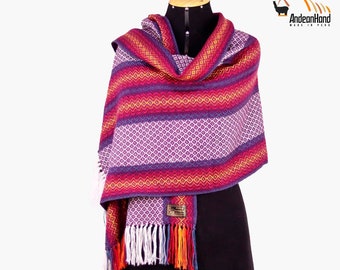 Alpaca sjaal, Alpaca mix sjaal met geometrisch ontwerp, Alpaca sjaal voor vrouwen, Alpaca sjaal Perfect cadeau, Cadeau voor haar