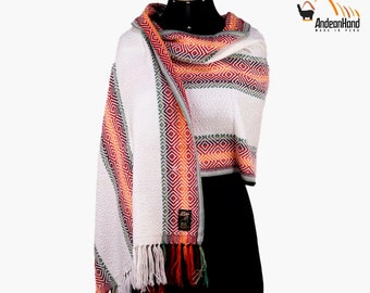 Bufanda de Alpaca, Chal mezcla de Alpaca con diseño geométrico, Bufanda de Alpaca para mujer, Chal de Alpaca Regalo perfecto, Regalo para ella