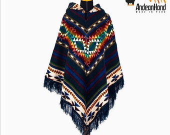 Poncho Unisex Native Alpaka Poncho American Tribal Style Poncho Ecuadorianischer Poncho Alpaka Wolle Kapuzenponcho Native Alpaka Poncho