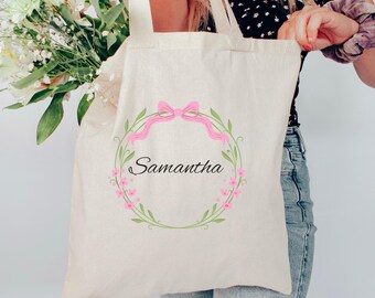 Personalized Bridesmaid Tote Bags, Coquette Tote Bags, Bridesmaid Bags, Custom Bridesmaid Tote Bag, Bridal Shower Gift, Bachelorette Bags