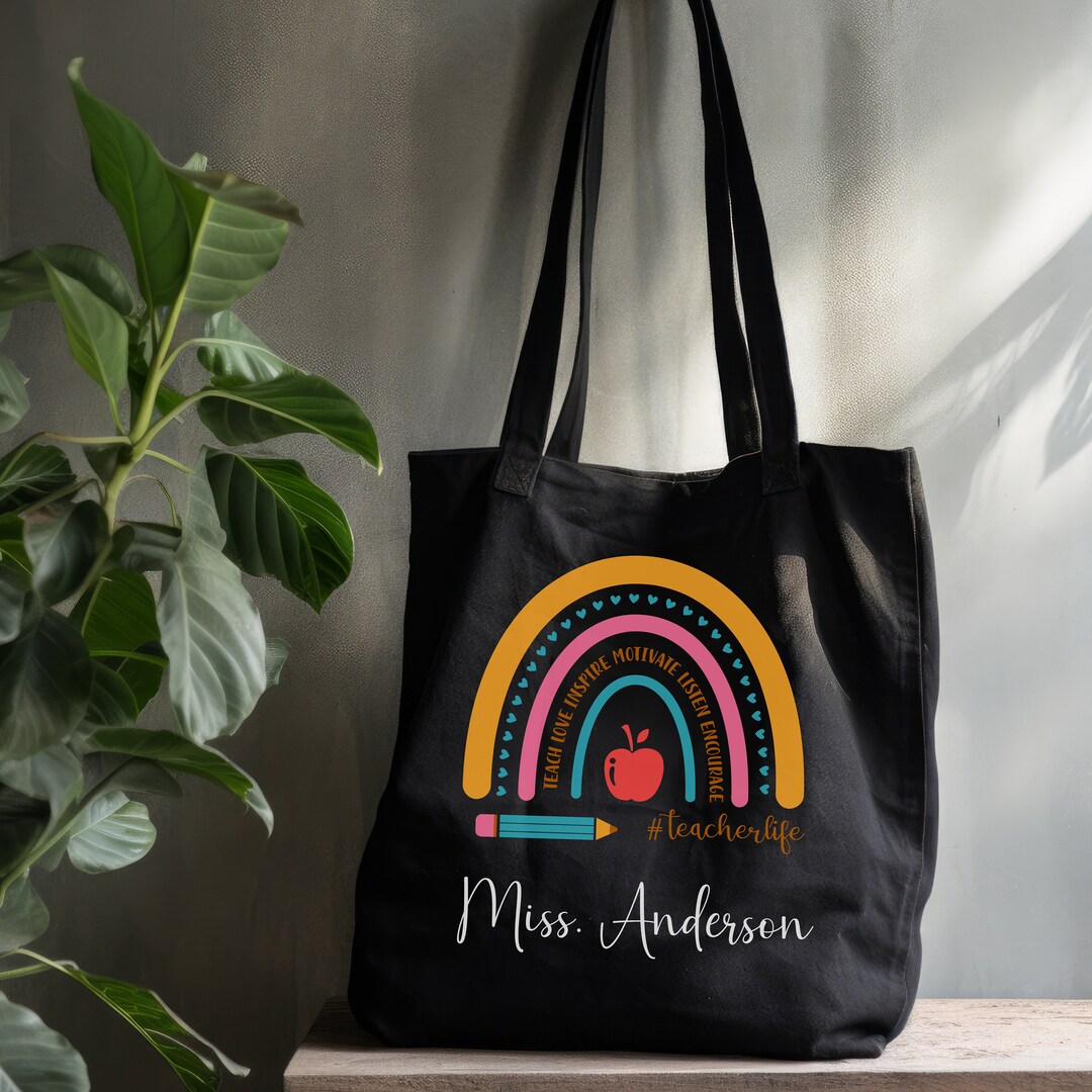 Personalized Teacher Tote Bags, Canvas Tote Bag Gifts for Teachers ...