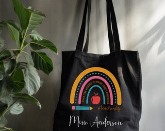 Personalized Teacher Tote Bags, Canvas Tote Bag Gifts for Teachers, Custom Tote Bag Teacher Gift, Teacher Appreciation Gift,
