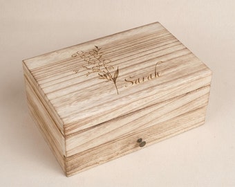 Custom Engraved Wooden Jewelry Box with Drawers Double Drawer Jewelry Organizer Gifts for Her Women&#39;s Jewelry Collection Box with Mirror