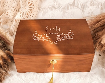 Joyero de madera personalizado para mujer, joyero retro grande personalizado, organizador de joyas grande con cerradura, regalos de Navidad