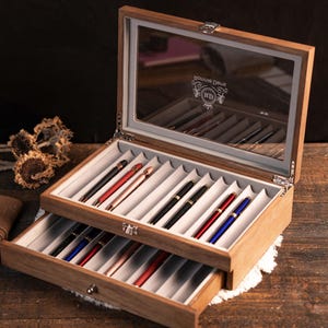 Personalized Wooden Pen Cases, Pen Storage Holder, Fountain Pen Holder, Gift For Him, Pen Display Box, Fountain pen box, Gifts for friends
