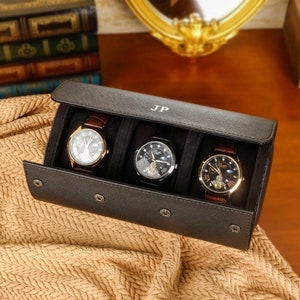 Personalized Leather Watch Box, PU Leather Watch Box, Travel Watch Case, Husband Gift, Groomsman Watch Case Gift, Gift for him,Wedding gifts