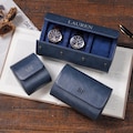 Personalized Blue Leather Watch Box, Leather Watch Case, Watch Roll for 3 Watches, Groomsmen gifts, Watch travel case, Best Corporate Gifts