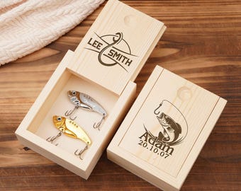 Conjunto de iscas de metal para pesca, isca de pesca personalizada, presente de pesca para pai/marido, presente de pesca, presente de Natal, presente para ele/pescadores